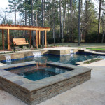 rectangular spa custom built with pool
