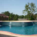 pool with multiple water flat spouts